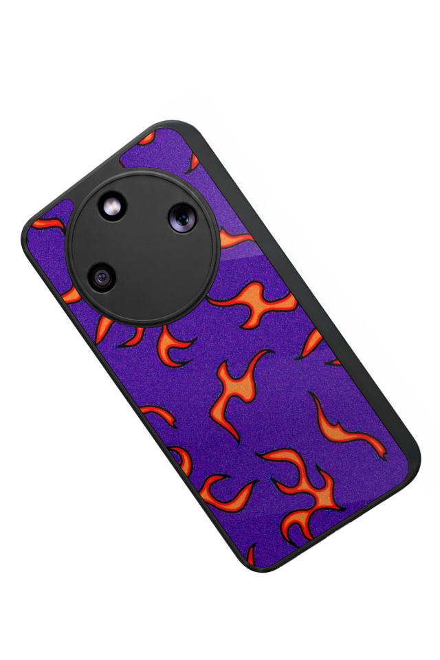 Honor Magic 8 Lite Uyumlu Retro Flame Patterns Tasarımlı Glossy Premium Kılıf