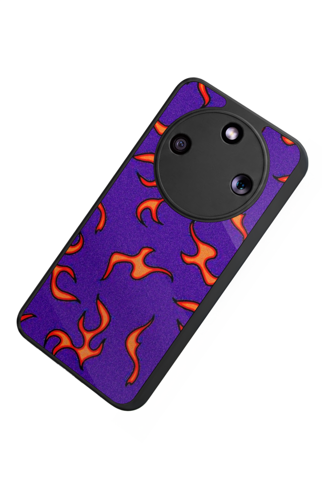 Honor Magic 8 Lite Uyumlu Retro Flame Patterns Tasarımlı Glossy Premium Kılıf