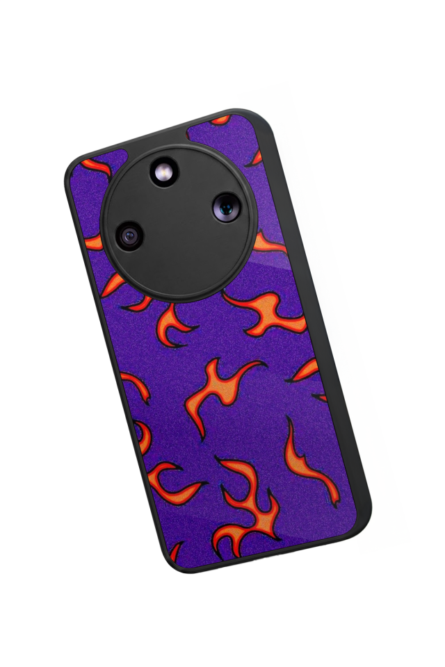 Honor Magic 8 Lite Uyumlu Retro Flame Patterns Tasarımlı Glossy Premium Kılıf