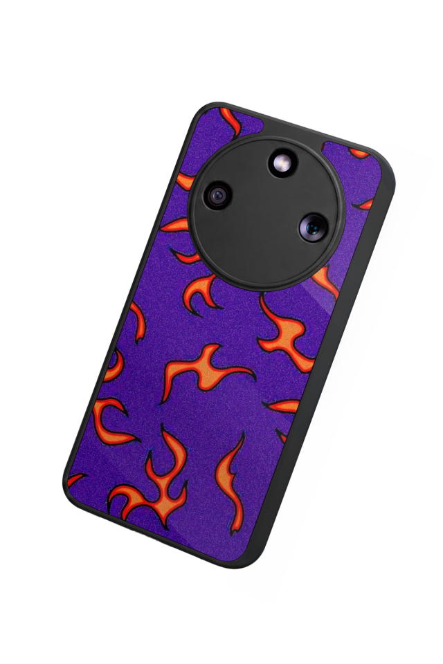 Honor Magic 8 Lite Uyumlu Retro Flame Patterns Tasarımlı Glossy Premium Kılıf