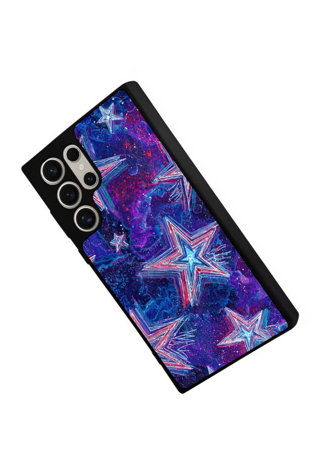 Samsung Galaxy S22 Ultra Uyumlu Retro Yildizlar Tasarımlı Glossy Premium Kılıf