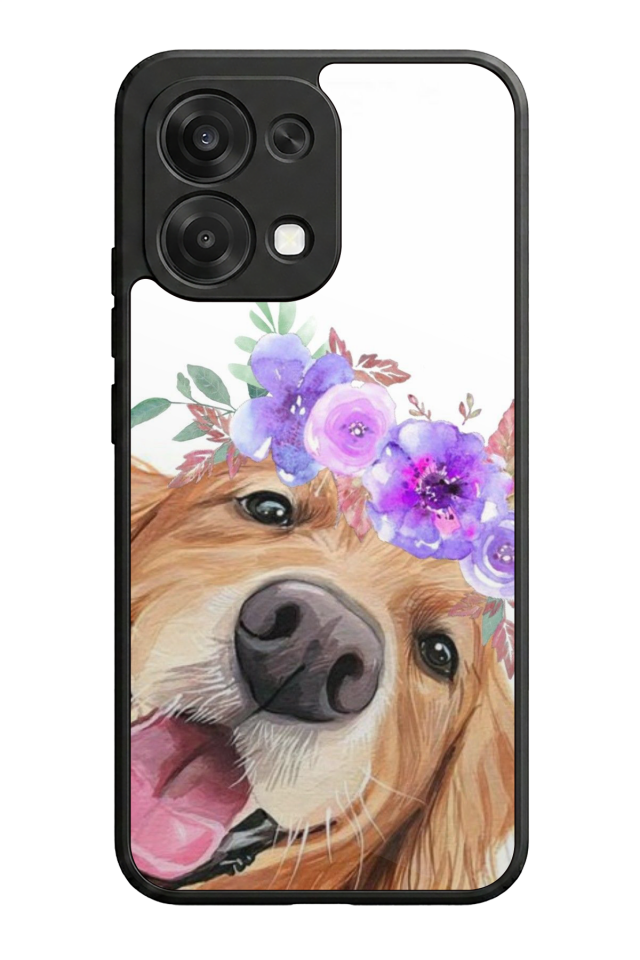 Oppo A6 Pro Uyumlu Golden Kopek Tasarımlı Glossy Premium Kılıf
