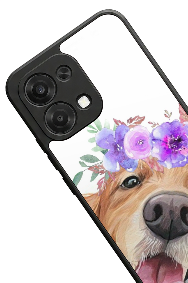 Oppo A6 Pro Uyumlu Golden Kopek Tasarımlı Glossy Premium Kılıf