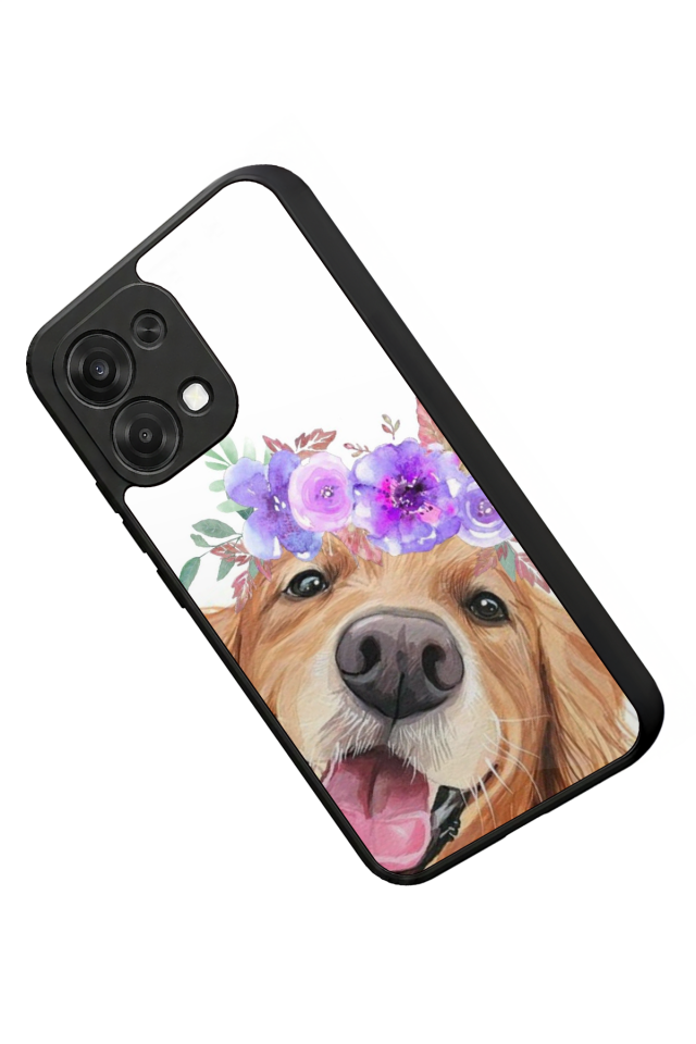 Oppo A6 Pro Uyumlu Golden Kopek Tasarımlı Glossy Premium Kılıf
