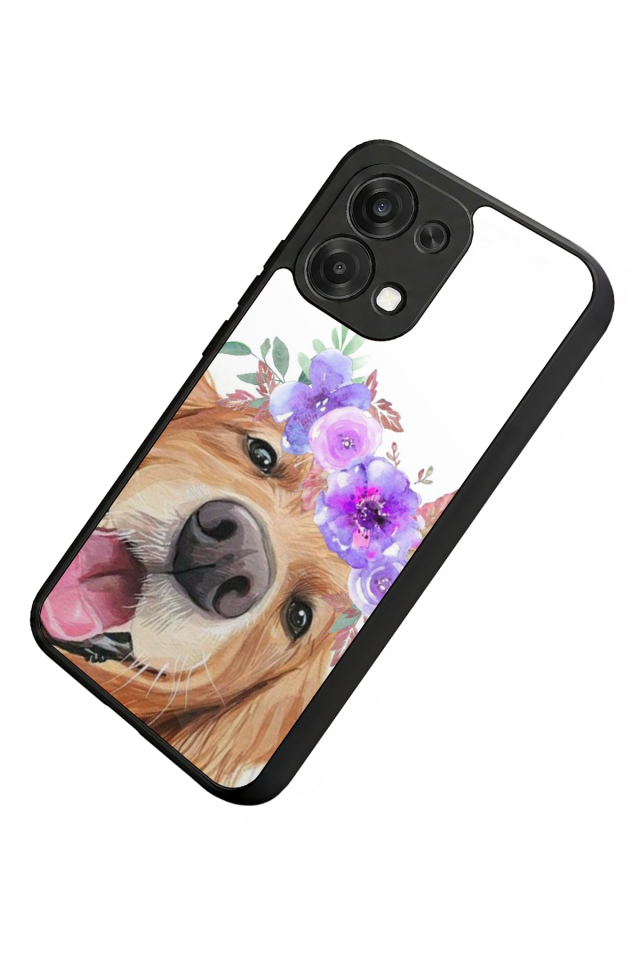 Oppo A6 Pro Uyumlu Golden Kopek Tasarımlı Glossy Premium Kılıf