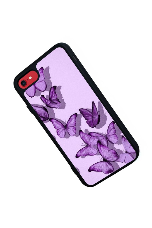 iPhone SE Uyumlu Kelebek Tasarımlı Glossy Premium Kılıf