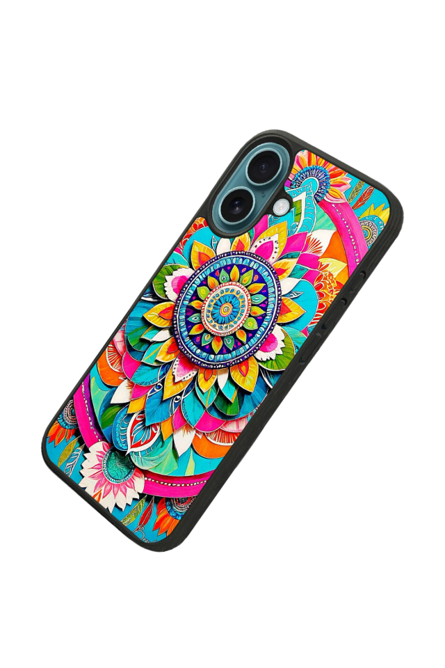 iPhone 16 Uyumlu Mandala Tasarımlı Glossy Premium Kılıf