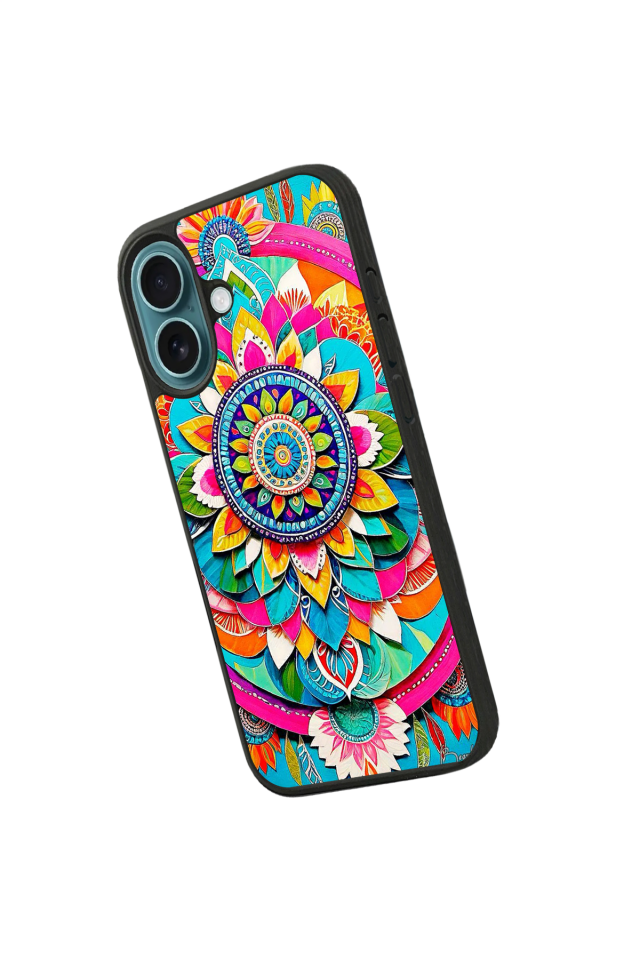iPhone 16 Uyumlu Mandala Tasarımlı Glossy Premium Kılıf