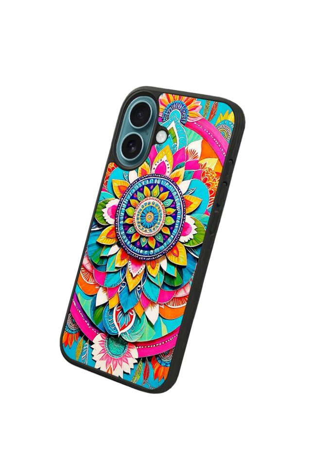 iPhone 16 Uyumlu Mandala Tasarımlı Glossy Premium Kılıf