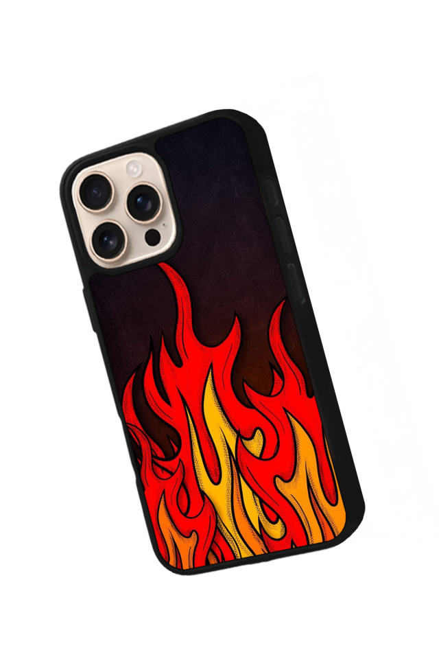 iPhone 14 Pro Max Uyumlu Retro Flame Patterns Tasarımlı Glossy Premium Kılıf