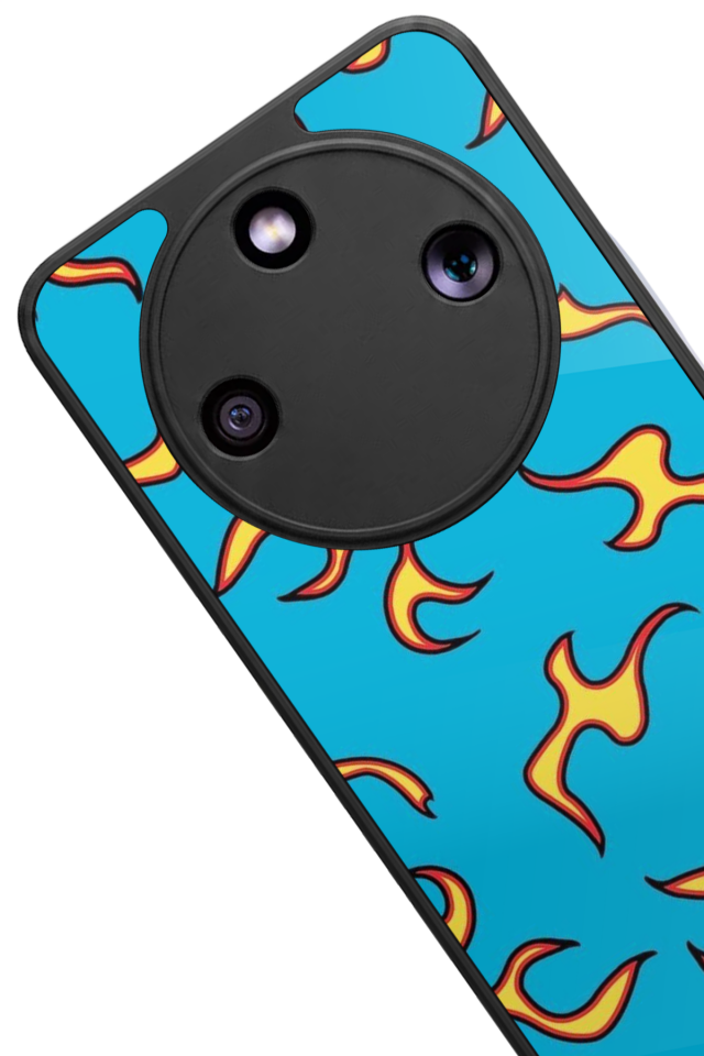 Honor Magic 8 Lite Uyumlu Retro Flame Patterns Tasarımlı Glossy Premium Kılıf