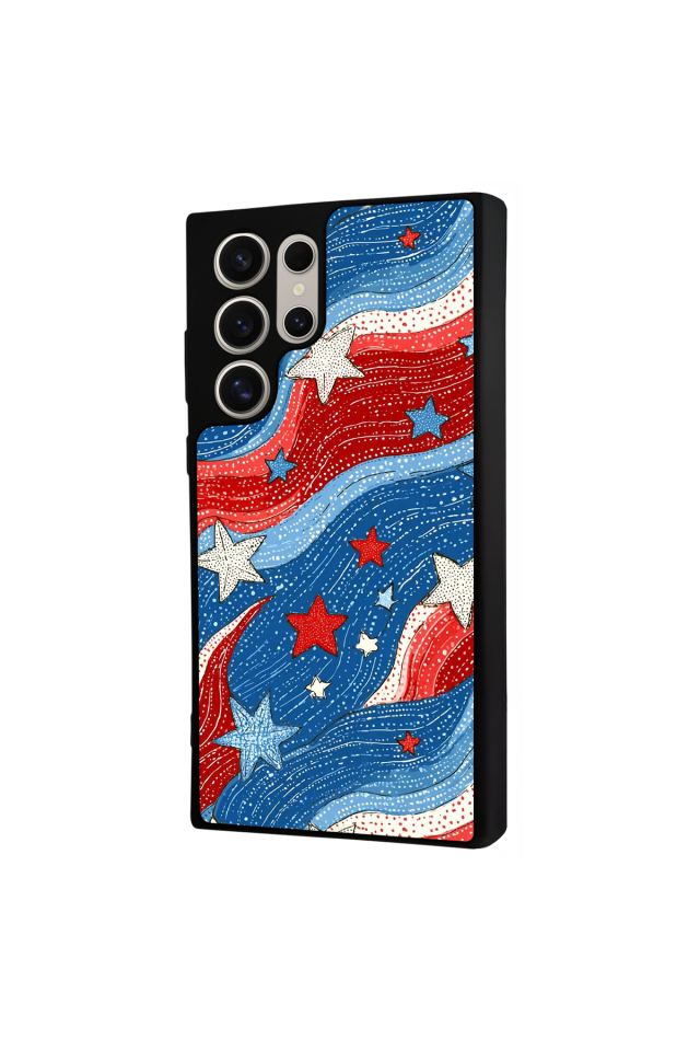 Samsung Galaxy S22 Ultra Uyumlu Retro Yildizlar Tasarımlı Glossy Premium Kılıf