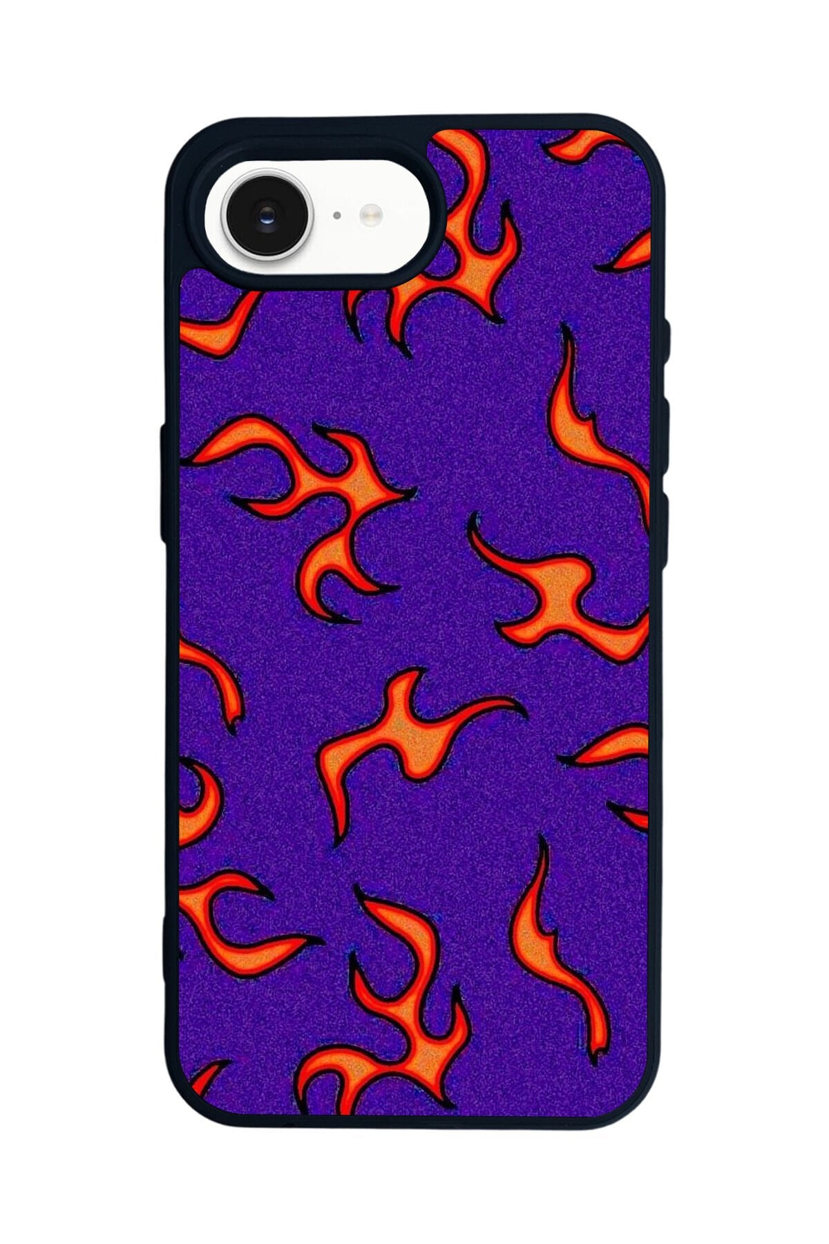 iPhone 16E Uyumlu Retro Flame Patterns Tasarımlı Glossy Premium Kılıf