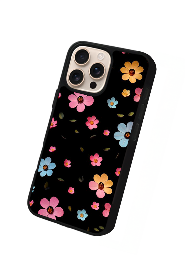iPhone 15 Pro Uyumlu Cicek Tasarımlı Glossy Premium Kılıf