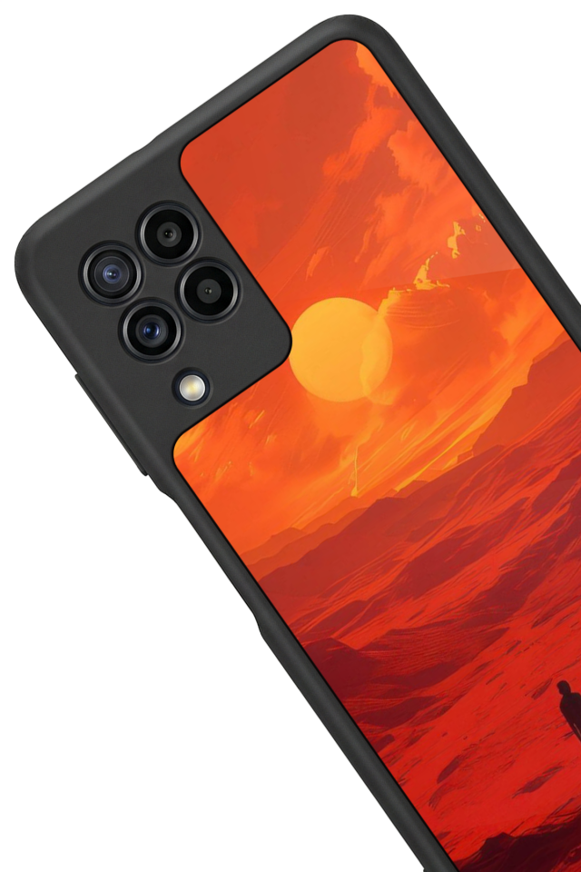 Samsung Galaxy M32 Uyumlu Güneş Tasarımlı Glossy Premium Kılıf