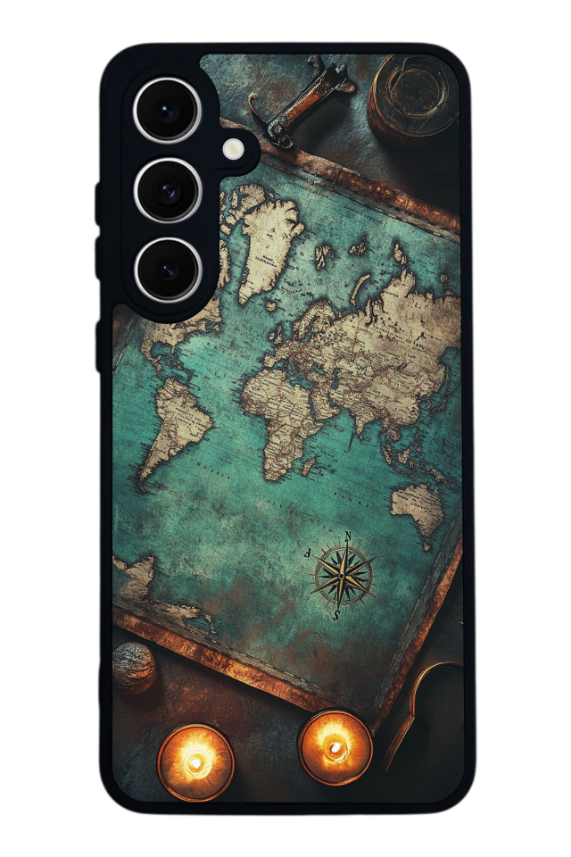 Samsung Galaxy A16 Uyumlu Harita Tasarımlı Glossy Premium Kılıf