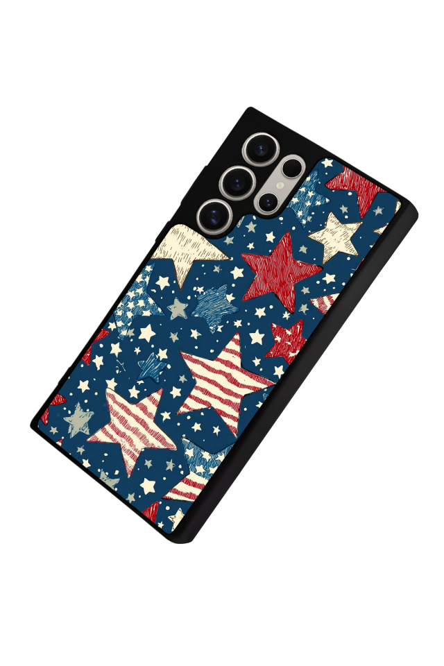 Samsung Galaxy S22 Ultra Uyumlu Retro Yildizlar Tasarımlı Glossy Premium Kılıf