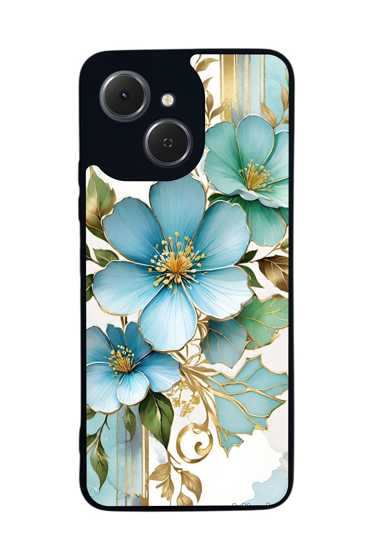 Tecno Spark 40C Uyumlu Yaldizli Cicek Tasarımlı Glossy Premium Kılıf