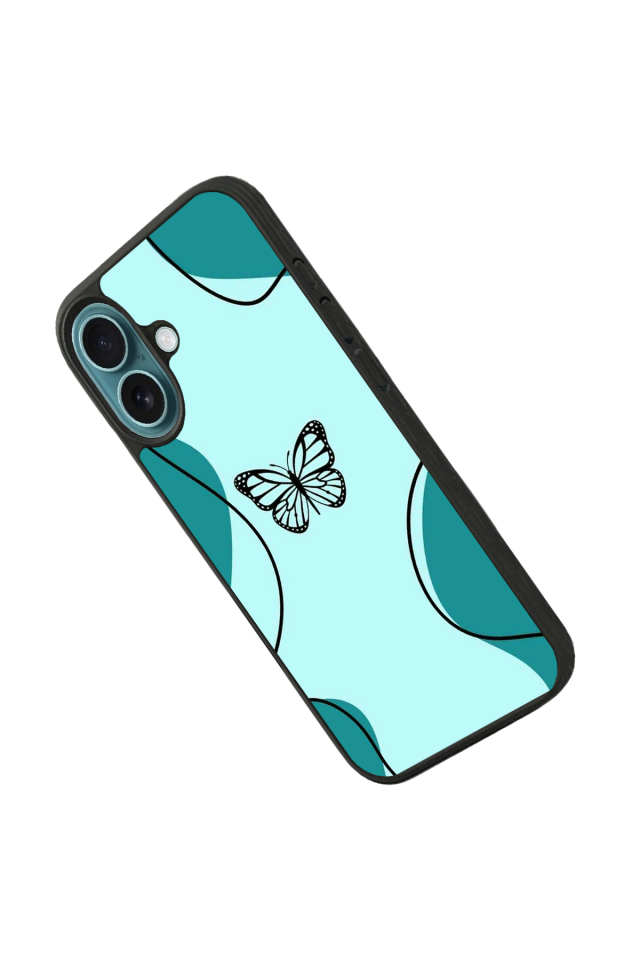 iPhone 16 Plus Uyumlu Kelebek Tasarımlı Glossy Premium Kılıf