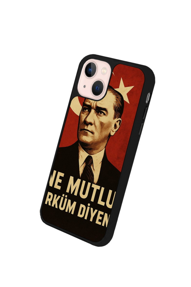 iPhone 14 Plus Uyumlu  Mustafa Kemal Ataturk Tasarımlı Glossy Premium Kılıf