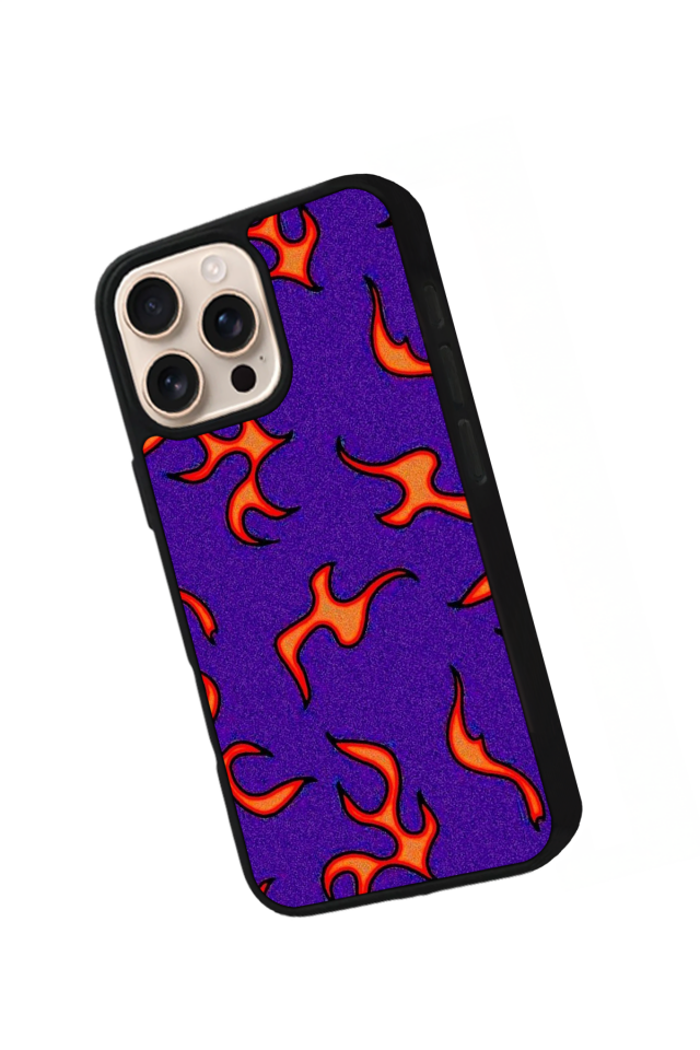 iPhone 14 Pro Max Uyumlu Retro Flame Patterns Tasarımlı Glossy Premium Kılıf