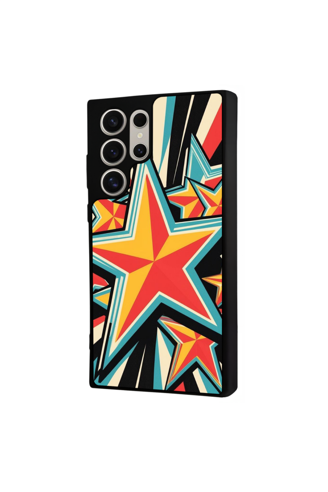Samsung Galaxy S22 Ultra Uyumlu Retro Yildizlar Tasarımlı Glossy Premium Kılıf