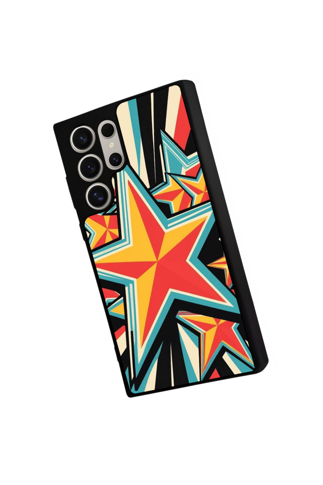 Samsung Galaxy S22 Ultra Uyumlu Retro Yildizlar Tasarımlı Glossy Premium Kılıf