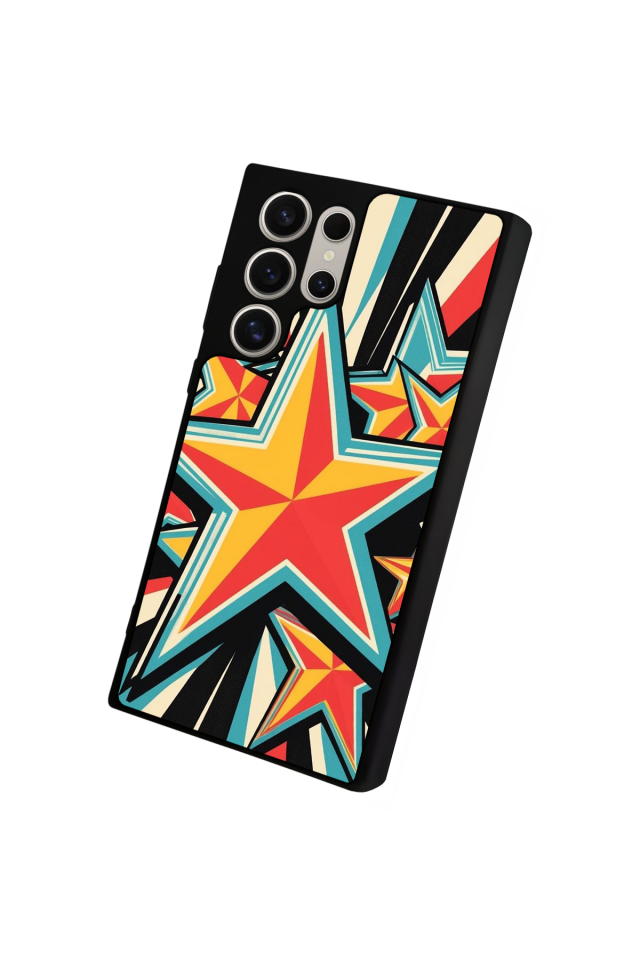 Samsung Galaxy S22 Ultra Uyumlu Retro Yildizlar Tasarımlı Glossy Premium Kılıf
