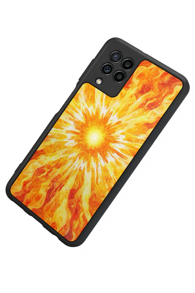 Samsung Galaxy M32 Uyumlu Güneş Tasarımlı Glossy Premium Kılıf