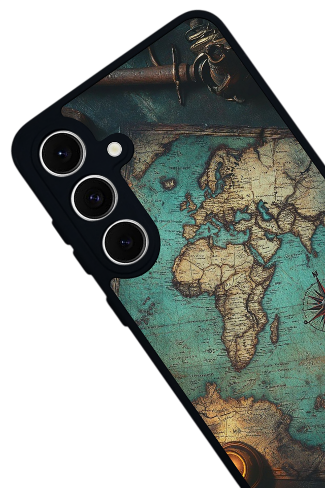 Samsung Galaxy A16 Uyumlu Harita Tasarımlı Glossy Premium Kılıf