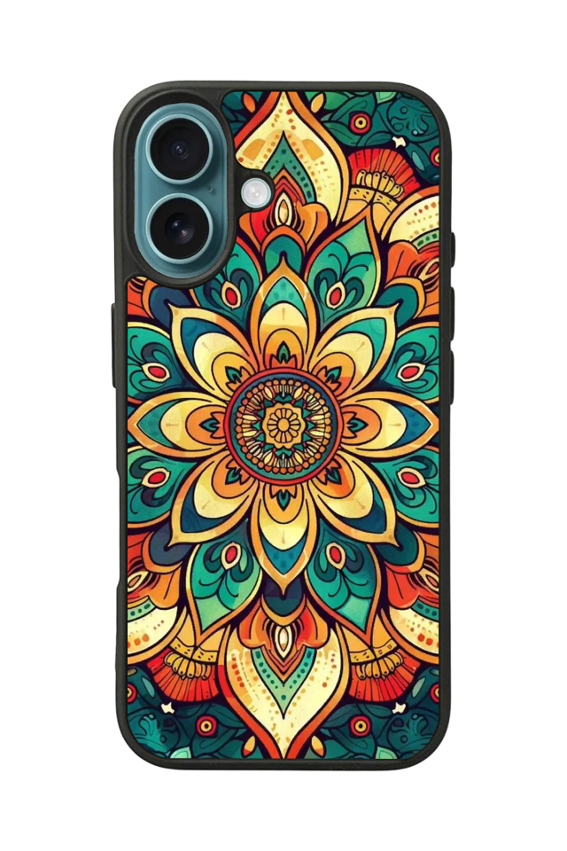 iPhone 16 Uyumlu Mandala Tasarımlı Glossy Premium Kılıf