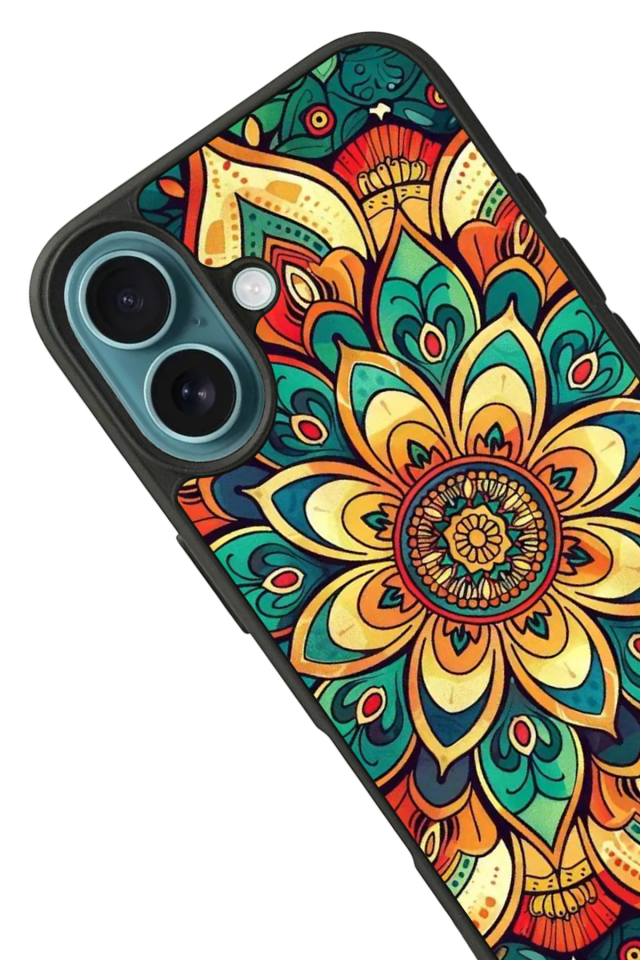 iPhone 16 Uyumlu Mandala Tasarımlı Glossy Premium Kılıf