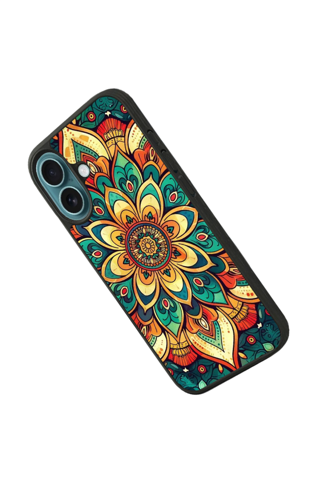 iPhone 16 Uyumlu Mandala Tasarımlı Glossy Premium Kılıf