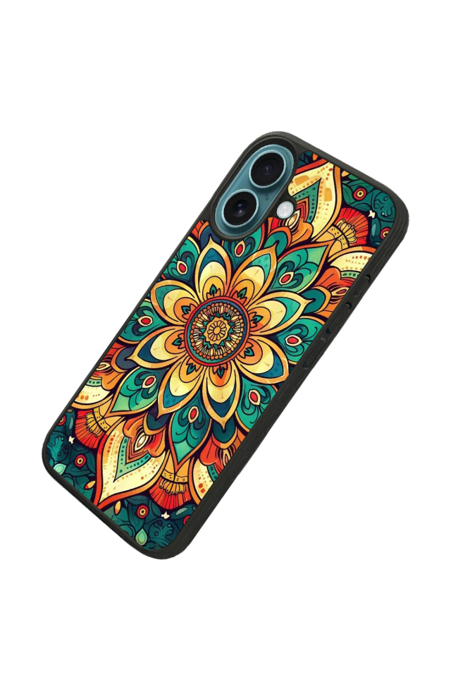 iPhone 16 Uyumlu Mandala Tasarımlı Glossy Premium Kılıf