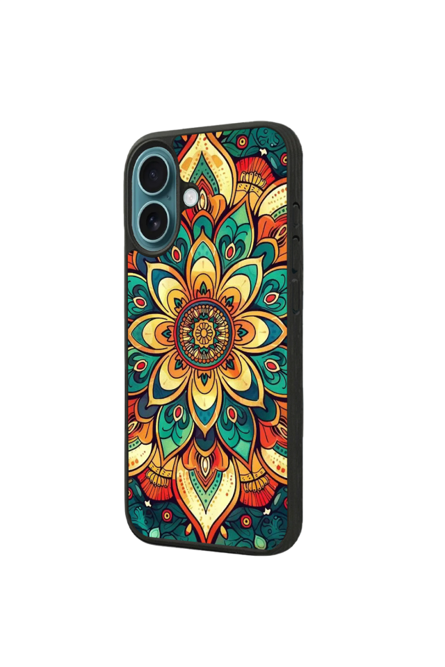 iPhone 16 Uyumlu Mandala Tasarımlı Glossy Premium Kılıf