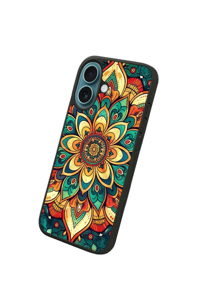 iPhone 16 Uyumlu Mandala Tasarımlı Glossy Premium Kılıf