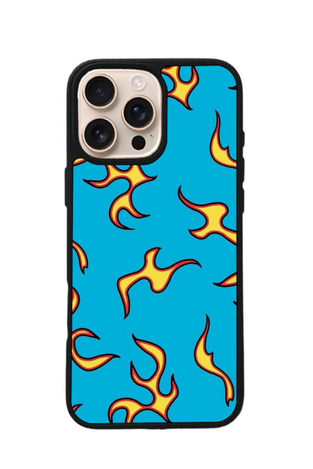 iPhone 14 Pro Max Uyumlu Retro Flame Patterns Tasarımlı Glossy Premium Kılıf