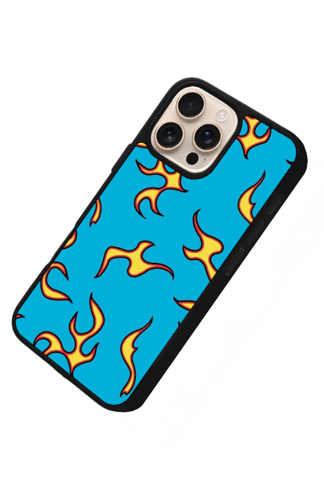 iPhone 14 Pro Max Uyumlu Retro Flame Patterns Tasarımlı Glossy Premium Kılıf