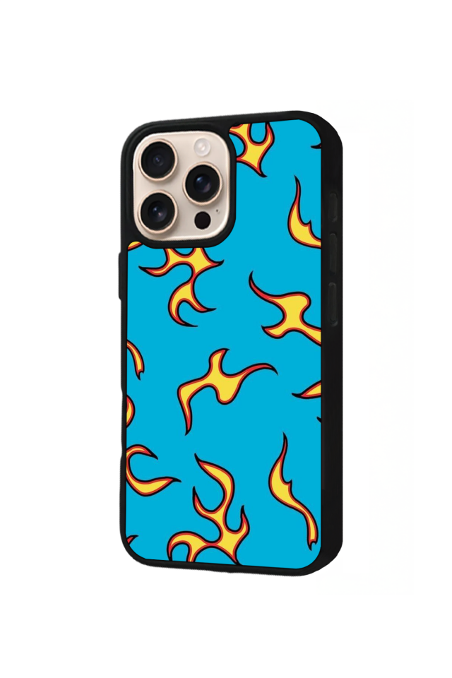 iPhone 14 Pro Max Uyumlu Retro Flame Patterns Tasarımlı Glossy Premium Kılıf