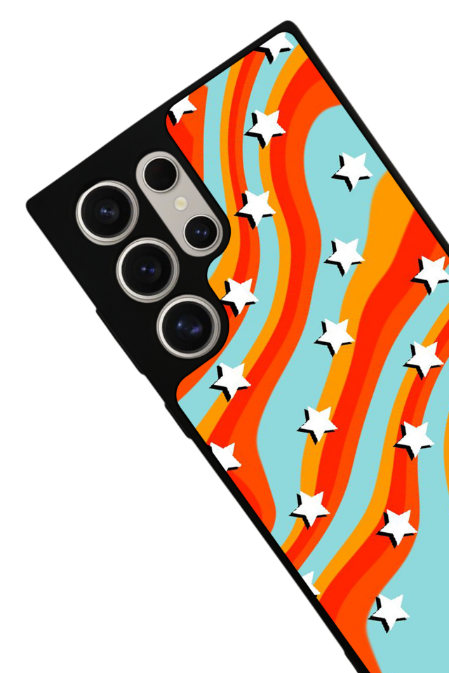 Samsung Galaxy S22 Ultra Uyumlu Retro Yildizlar Tasarımlı Glossy Premium Kılıf