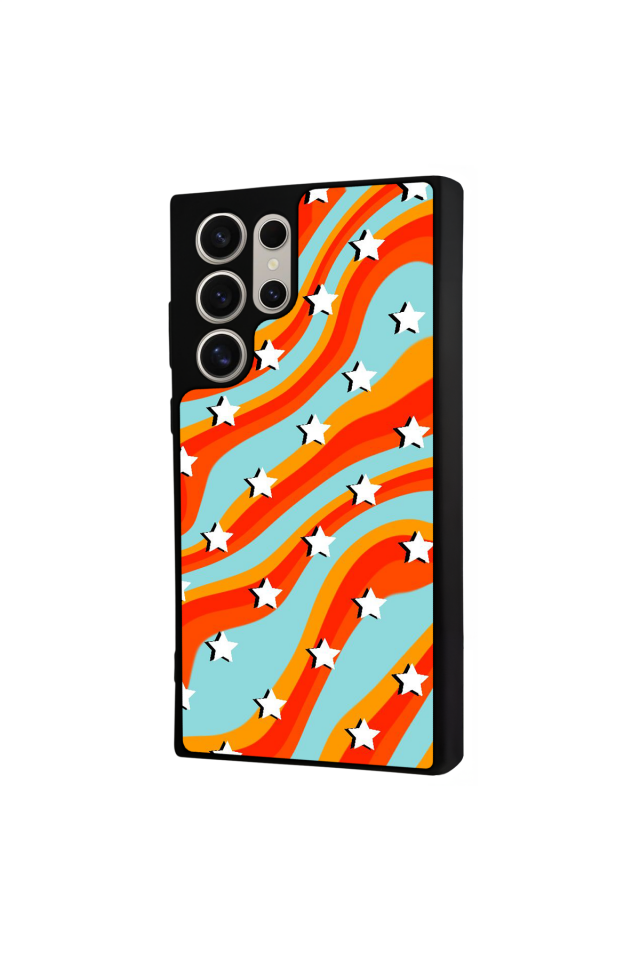 Samsung Galaxy S22 Ultra Uyumlu Retro Yildizlar Tasarımlı Glossy Premium Kılıf