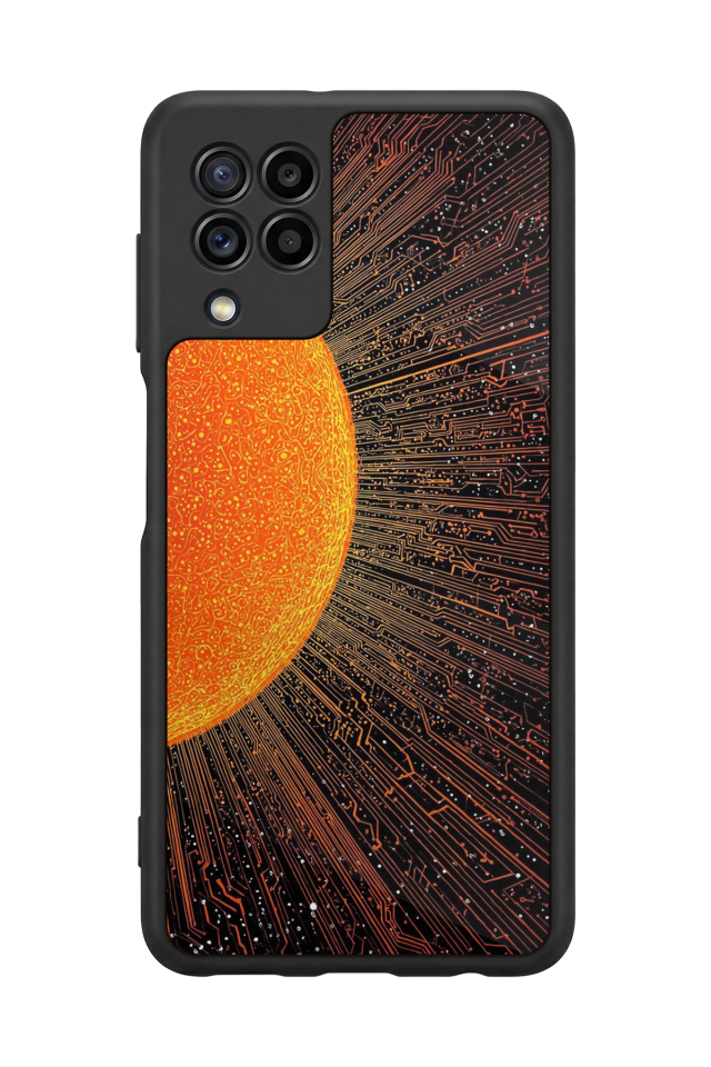 Samsung Galaxy M32 Uyumlu Güneş Tasarımlı Glossy Premium Kılıf