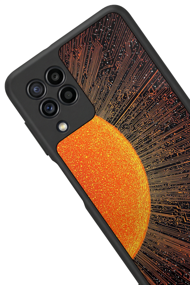 Samsung Galaxy M32 Uyumlu Güneş Tasarımlı Glossy Premium Kılıf