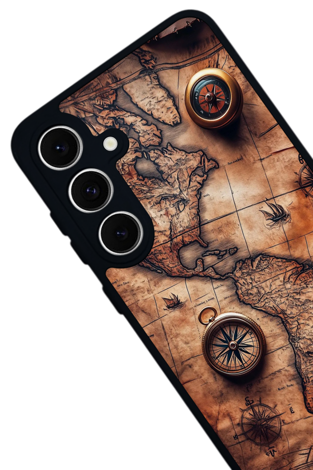 Samsung Galaxy A16 Uyumlu Harita Tasarımlı Glossy Premium Kılıf