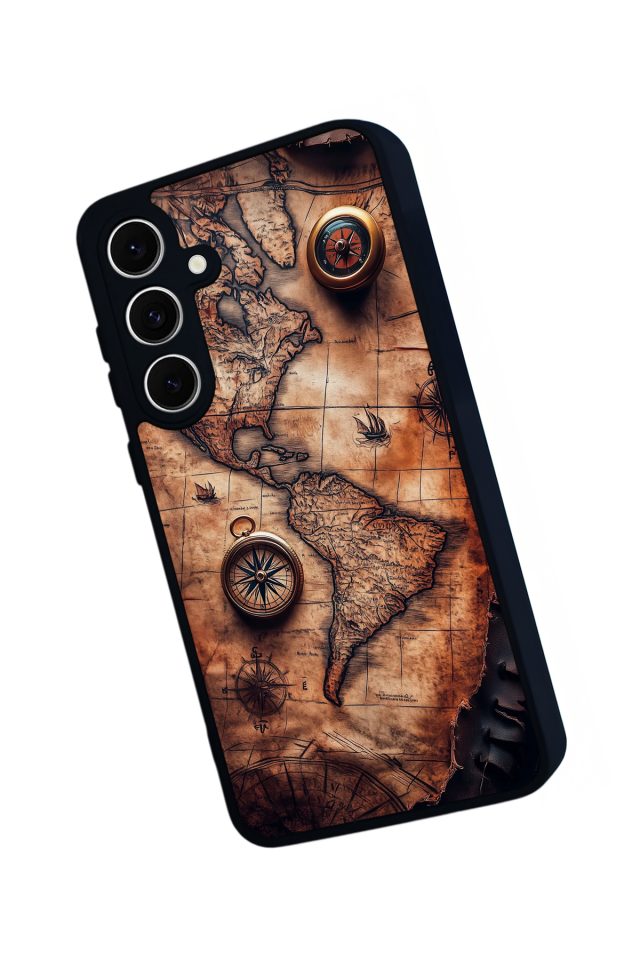 Samsung Galaxy A16 Uyumlu Harita Tasarımlı Glossy Premium Kılıf