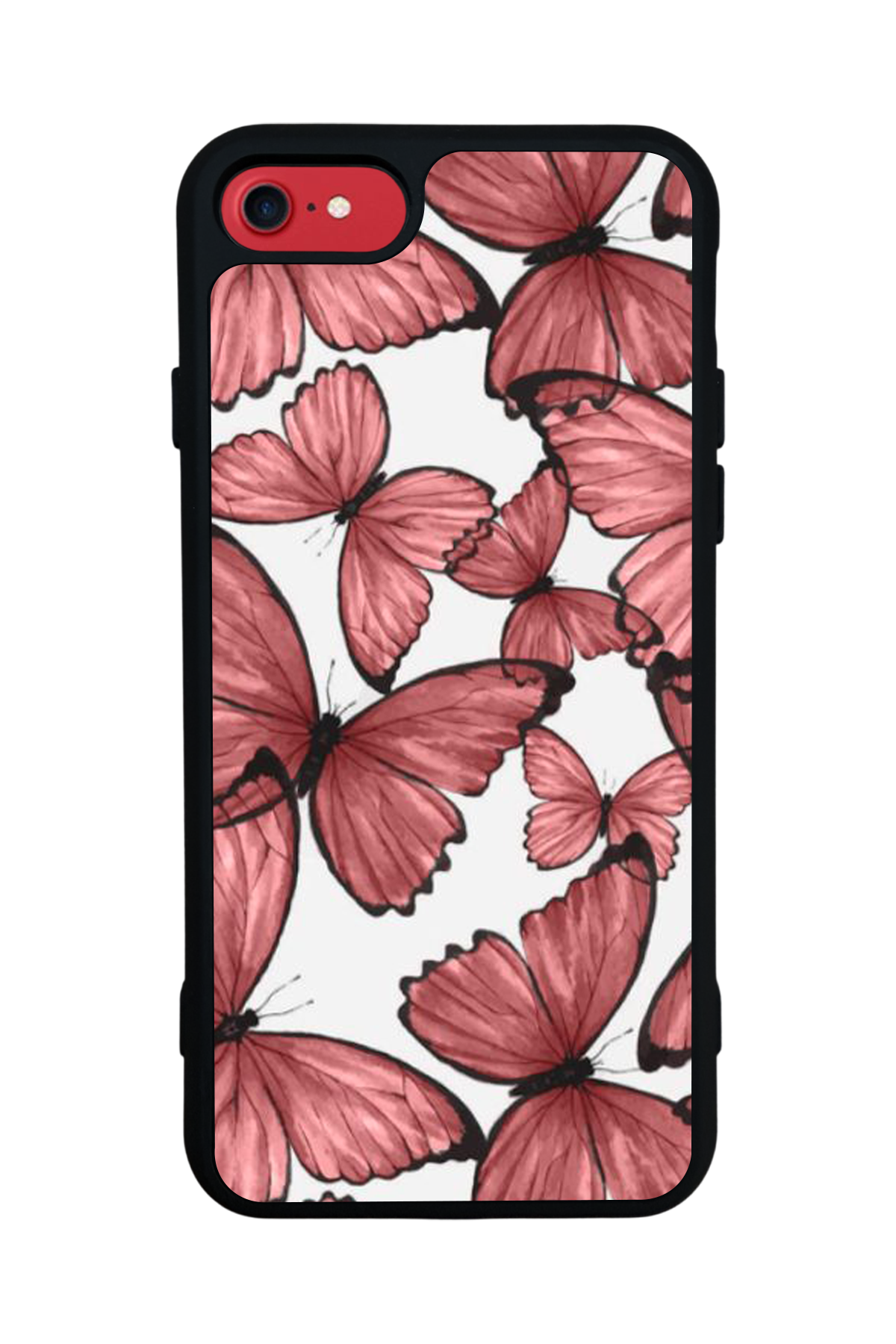 iPhone SE Uyumlu Kelebek Tasarımlı Glossy Premium Kılıf