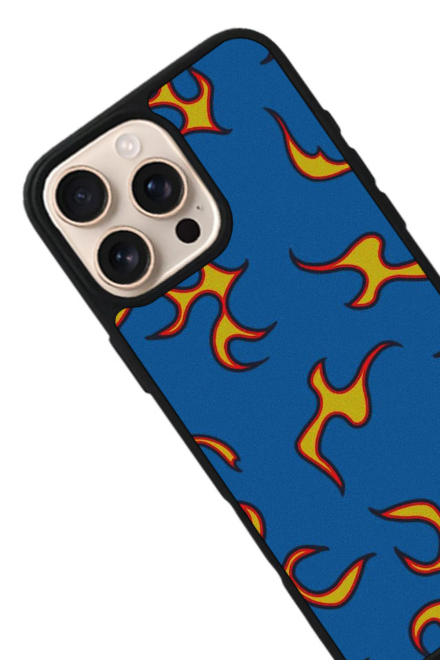 iPhone 14 Pro Max Uyumlu Retro Flame Patterns Tasarımlı Glossy Premium Kılıf