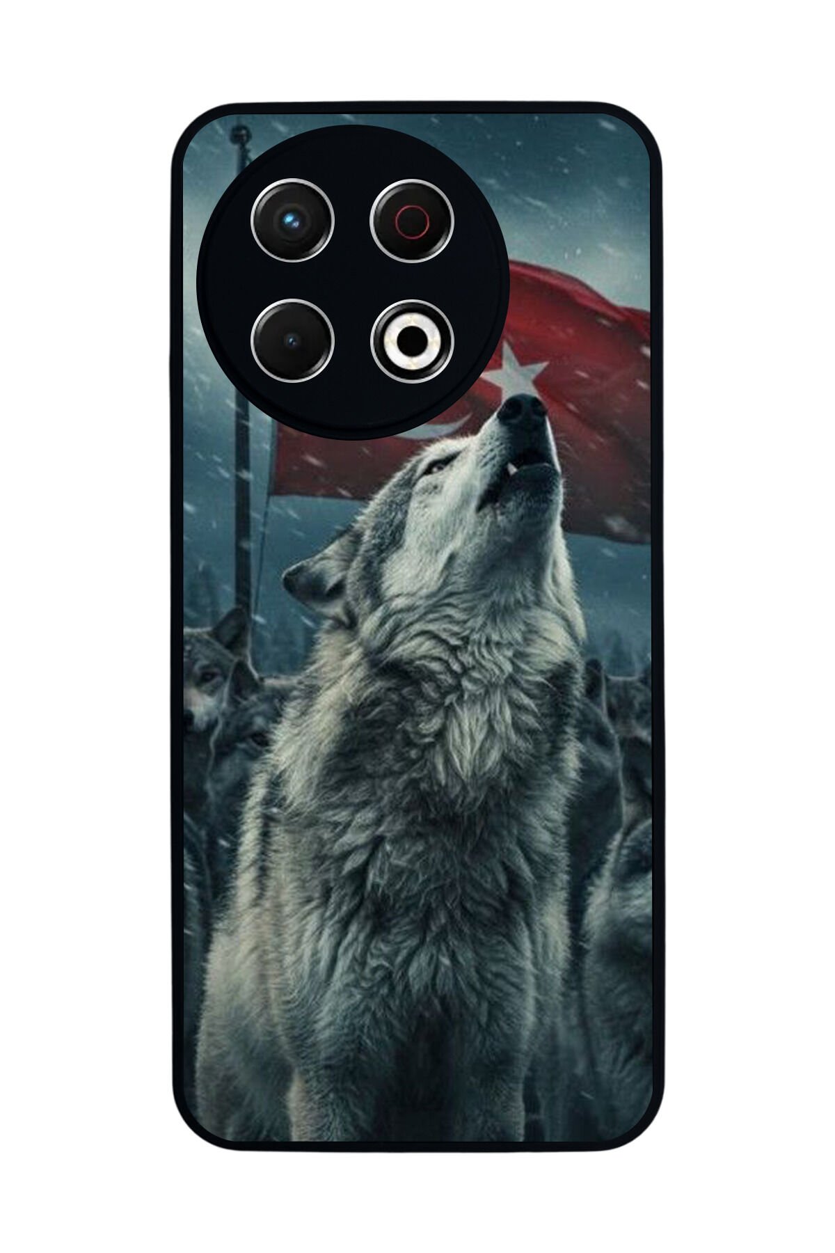 Tecno Spark 30 Pro Uyumlu Bozkurt Tasarımlı Glossy Premium Kılıf