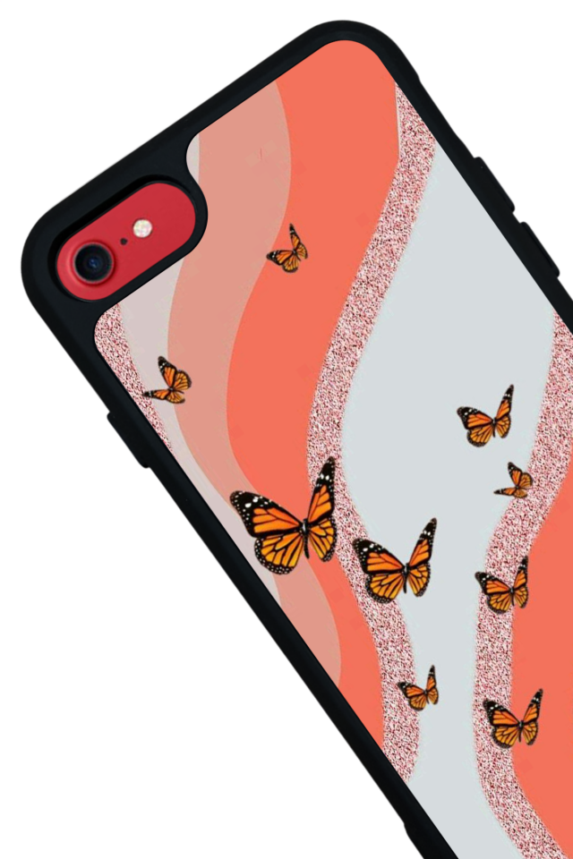 iPhone SE Uyumlu Kelebek Tasarımlı Glossy Premium Kılıf