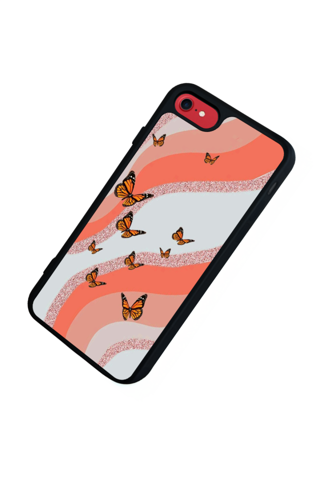 iPhone SE Uyumlu Kelebek Tasarımlı Glossy Premium Kılıf